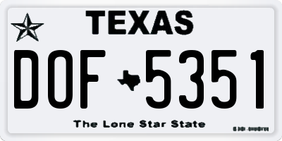 TX license plate DOF5351