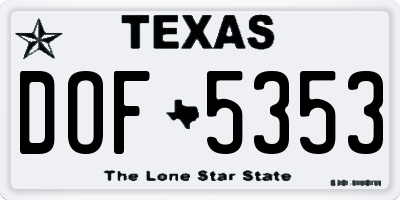 TX license plate DOF5353