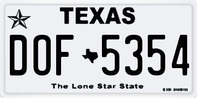 TX license plate DOF5354