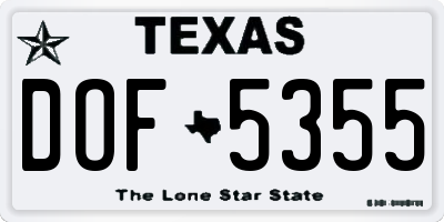 TX license plate DOF5355