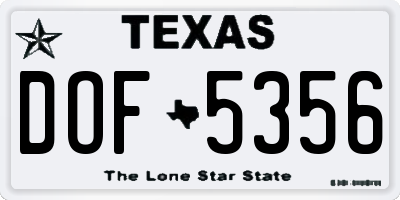 TX license plate DOF5356