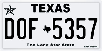 TX license plate DOF5357