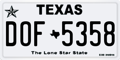 TX license plate DOF5358