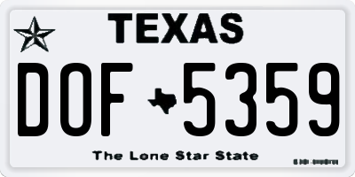 TX license plate DOF5359