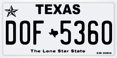 TX license plate DOF5360