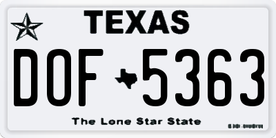 TX license plate DOF5363