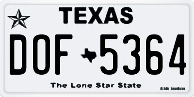 TX license plate DOF5364
