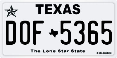 TX license plate DOF5365