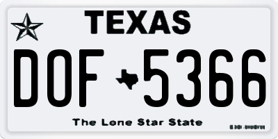 TX license plate DOF5366