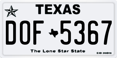 TX license plate DOF5367