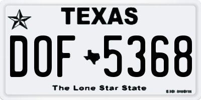 TX license plate DOF5368
