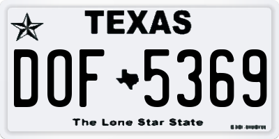 TX license plate DOF5369