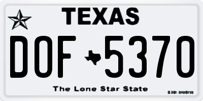 TX license plate DOF5370