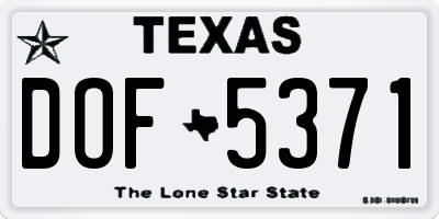 TX license plate DOF5371