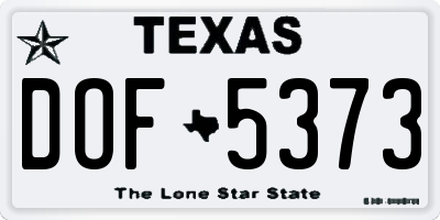TX license plate DOF5373