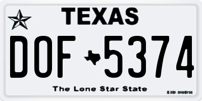 TX license plate DOF5374