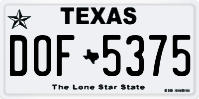 TX license plate DOF5375
