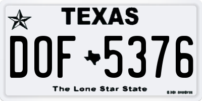 TX license plate DOF5376