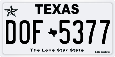 TX license plate DOF5377