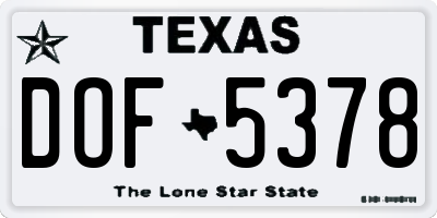 TX license plate DOF5378