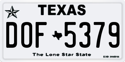 TX license plate DOF5379