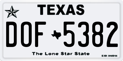 TX license plate DOF5382