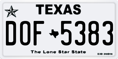 TX license plate DOF5383