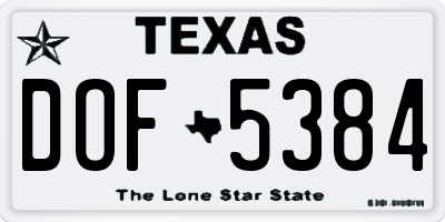 TX license plate DOF5384
