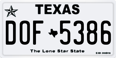 TX license plate DOF5386