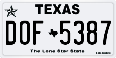 TX license plate DOF5387
