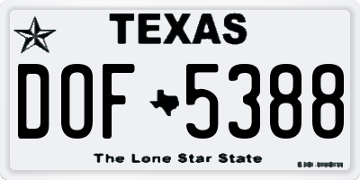 TX license plate DOF5388
