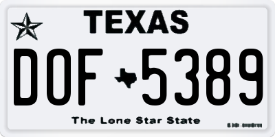 TX license plate DOF5389