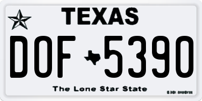 TX license plate DOF5390
