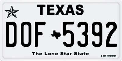 TX license plate DOF5392