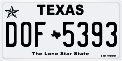 TX license plate DOF5393