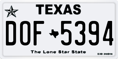 TX license plate DOF5394