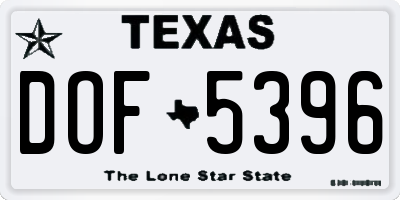 TX license plate DOF5396