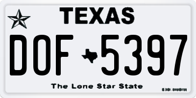 TX license plate DOF5397