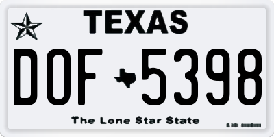 TX license plate DOF5398