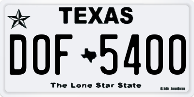 TX license plate DOF5400