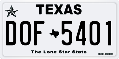 TX license plate DOF5401