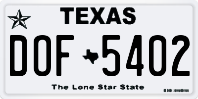 TX license plate DOF5402