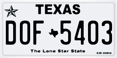 TX license plate DOF5403