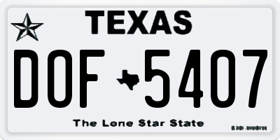 TX license plate DOF5407