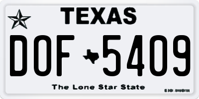 TX license plate DOF5409