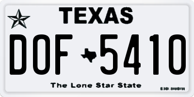 TX license plate DOF5410