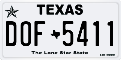 TX license plate DOF5411