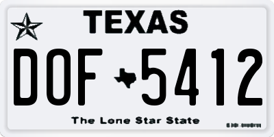 TX license plate DOF5412