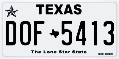 TX license plate DOF5413
