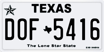 TX license plate DOF5416